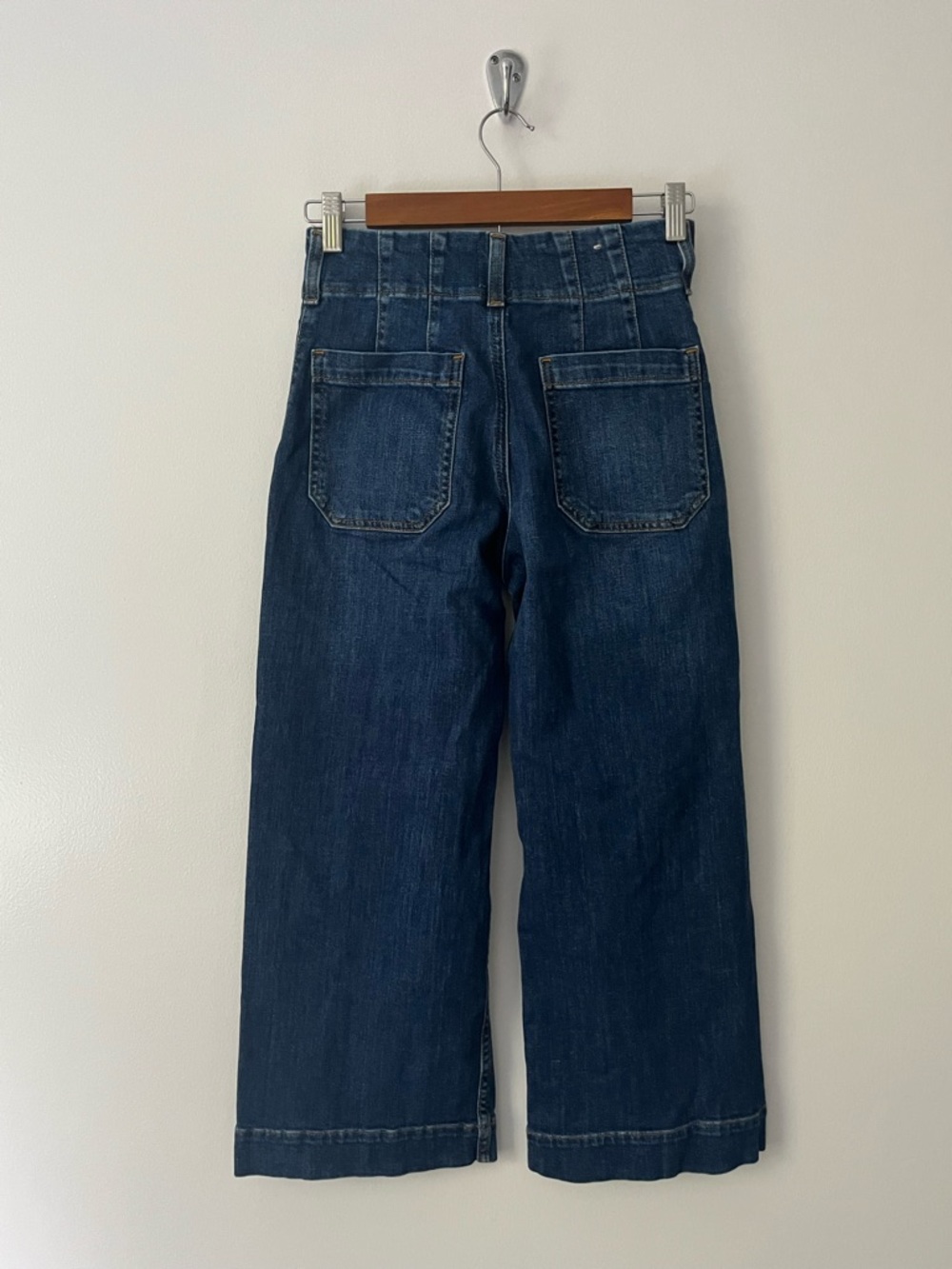 Anthropologie Maeve The Colette Jeans Wide Leg Crop Patch Pocket Blue 25 Petite - Picture 5 of 12